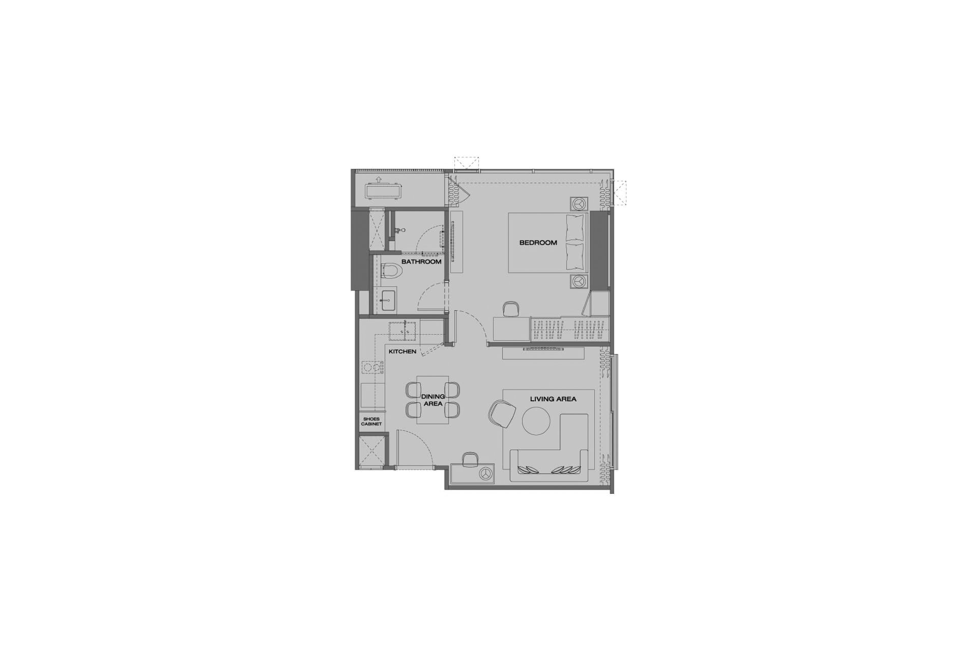 Планировка кондомониума 1 спальня в ЖК Anil Sathorn 12 № 11024
