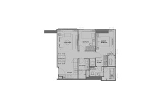 Condominium floor plan, 2 bedrooms in Anil Sathorn 12 No. 11029