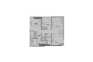 Condominium floor plan, 2 bedrooms in Anil Sathorn 12 No. 11028